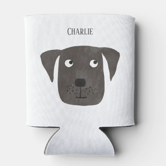 Cute Black Labrador Retriever Dog Aangepaste naam Blikjeskoeler (Achterkant)