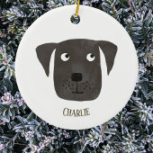 Cute Black Labrador Retriever Dog Aangepaste naam Keramisch Ornament