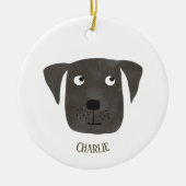 Cute Black Labrador Retriever Dog Aangepaste naam Keramisch Ornament (Voorkant)