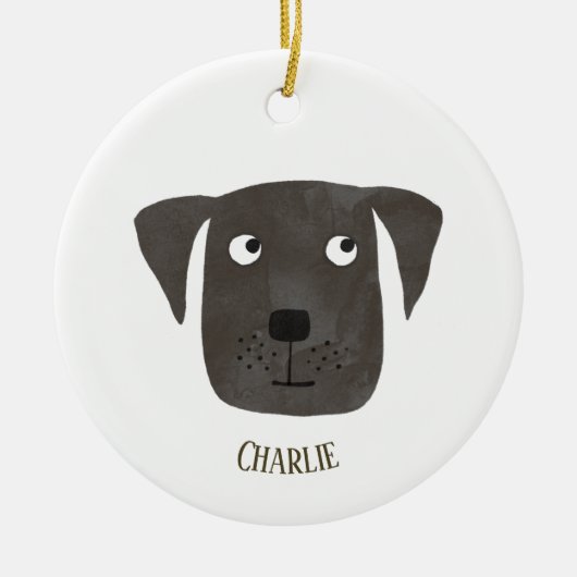 Cute Black Labrador Retriever Dog Aangepaste naam Keramisch Ornament (Voorkant)