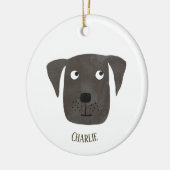 Cute Black Labrador Retriever Dog Aangepaste naam Keramisch Ornament (Links)
