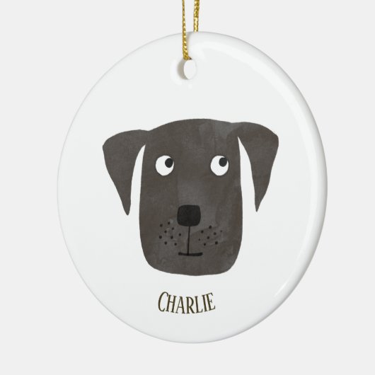 Cute Black Labrador Retriever Dog Aangepaste naam Keramisch Ornament (Links)
