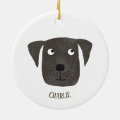 Cute Black Labrador Retriever Dog Aangepaste naam Keramisch Ornament (Achterkant)