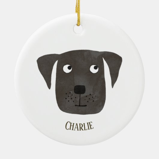Cute Black Labrador Retriever Dog Aangepaste naam Keramisch Ornament (Achterkant)