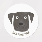 Cute Black Labrador Retriever Dog Aangepaste naam Labels (Design 2)