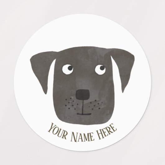 Cute Black Labrador Retriever Dog Aangepaste naam Labels (Design 1)