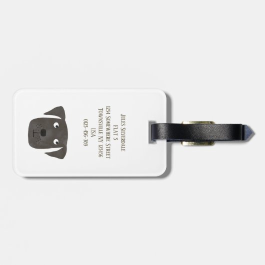 Cute Black Labrador Retriever Dog Art Custom Bagagelabel (Achterkant horizontaal)