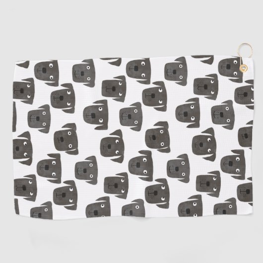 Cute Black Labrador Retriever Dog Golfhanddoek (Horizontaal)