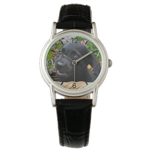 Cute Black Labrador Retriever Dog Puppy dial-bord Horloge