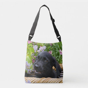 Cute Black Labrador Retriever Dog Puppy Pet Photo Crossbody Tas