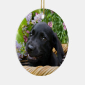 Cute Black Labrador Retriever Dog Puppy Photo ... Keramisch Ornament (Rechts)