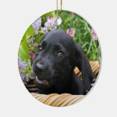 Cute Black Labrador Retriever Dog Puppy Photo ... Keramisch Ornament (Links)