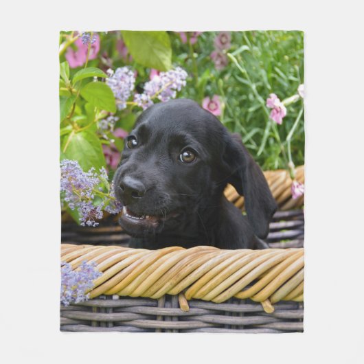 Cute Black Labrador Retriever Dog Puppy Photo on Fleece Deken (Voorkant)