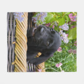 Cute Black Labrador Retriever Dog Puppy Photo on Fleece Deken (Voorkant (Horizontaal))