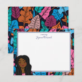 Cute Black Lady Illustration Personal Stationery Notitiekaartje (Voorkant / Achterkant)