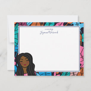 Cute Black Lady Illustration Personal Stationery Notitiekaartje