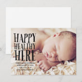 Cute Black Lettering Foto geboorteaankondiging Aankondiging (Voorkant / Achterkant)