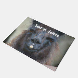 Cute Black Llama Face Sluiten Persoonlijk Deurmat