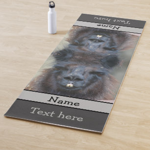 Cute Black Llama Face Sluiten Persoonlijk Yogamat