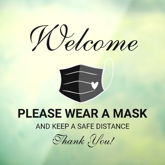 Cute Black Mask Requirements Business Welcome Raamsticker (Vel 3)
