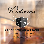 Cute Black Mask Requirements Business Welcome Raamsticker (Vel 2)
