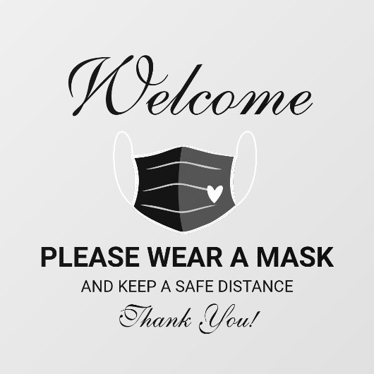 Cute Black Mask Requirements Business Welcome Raamsticker (Vel)