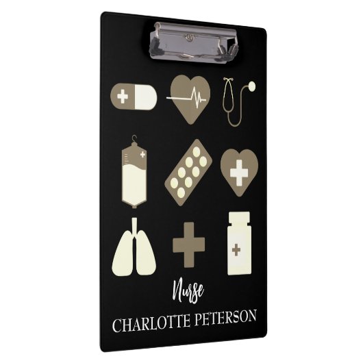Cute Black Medical Element Nurse Klembord (Rechts)