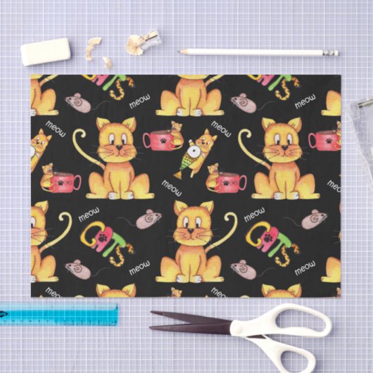 Cute Black Meow Cats Tissuepapier (Craft)