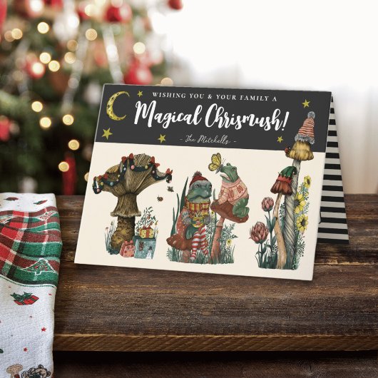 Cute Black Merry Mushroom Cottcore Kerstmis Ho Feestdagen Kaart