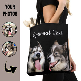 Cute Black Modern Photo Puppy Dog Lover Mom  Tote Bag