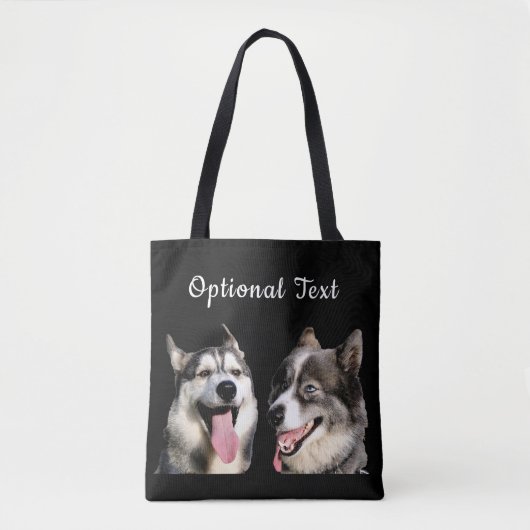 Cute Black Modern Photo Puppy Dog Lover Mom  Tote Bag (Voorkant)