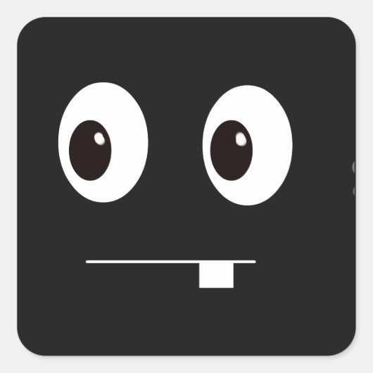 Cute black monster face cartoon vierkante sticker (Voorkant)