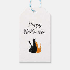 Cute Black Oranje Halloween Cats Cadeaulabel