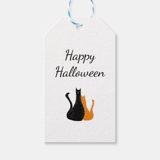 Cute Black Oranje Halloween Cats Cadeaulabel (Voorkant)