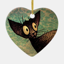 Cute Black Oriental Cat Keramisch Ornament