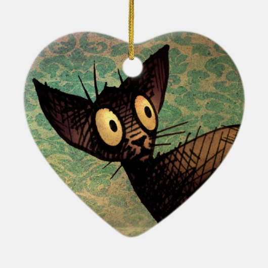 Cute Black Oriental Cat Keramisch Ornament (Achterkant)