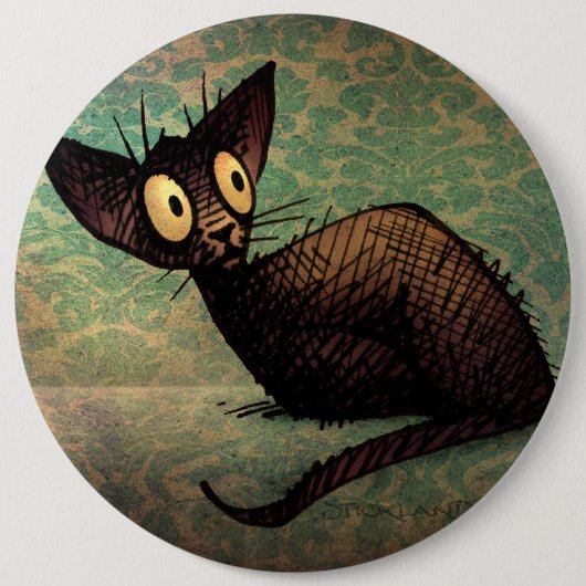Cute Black Oriental Cat Ronde Button 6,0 Cm (Voorkant)