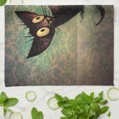 Cute Black Oriental Cat Theedoek (Gevouwen)