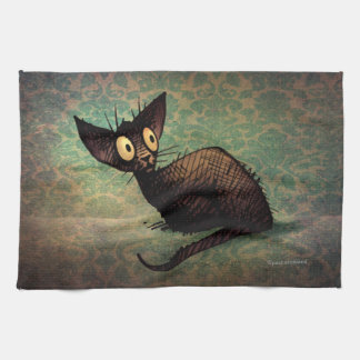 Cute Black Oriental Cat Theedoek