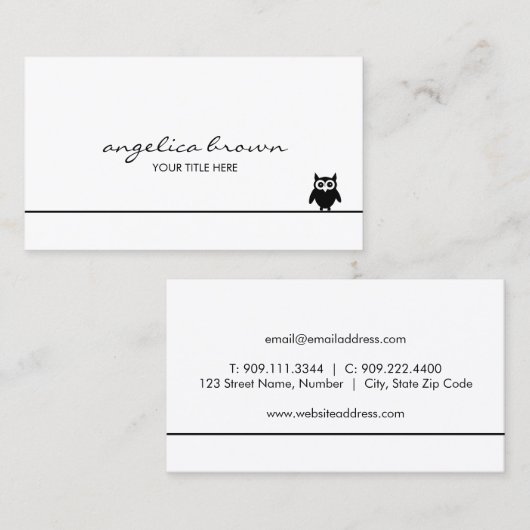 Cute Black Owl Visitekaartje (Voorkant / Achterkant)