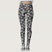 Cute Black Paisley Print Leggings (Voorkant)