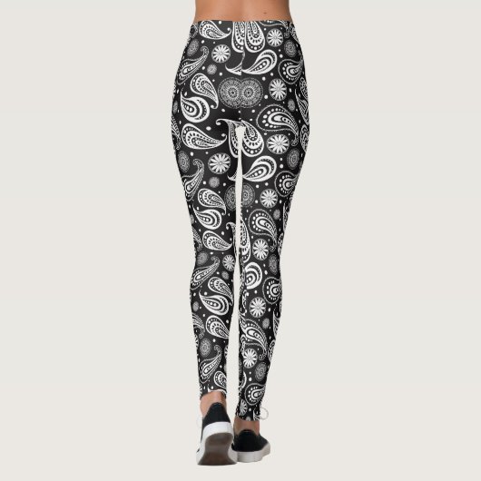 Cute Black Paisley Print Leggings (Achterkant)