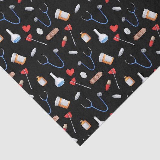 Cute Black Pattern Nurse Medical Tissuepapier (Detail)