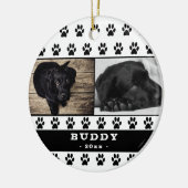 Cute Black Paw Pattern Dog Photo Collage Keepslag Keramisch Ornament (Links)