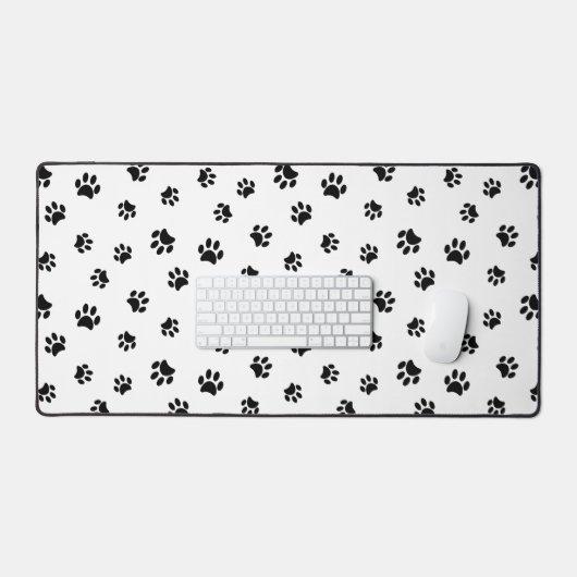 Cute Black Paw Printerpatroon Bureaumat (Keyboard & Muis)
