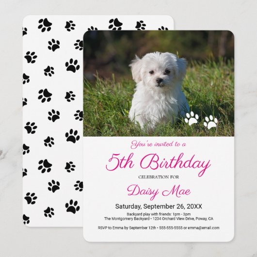 Cute Black Paw Printers Aangepast pakket Birthday  Kaart (Voorkant / Achterkant)