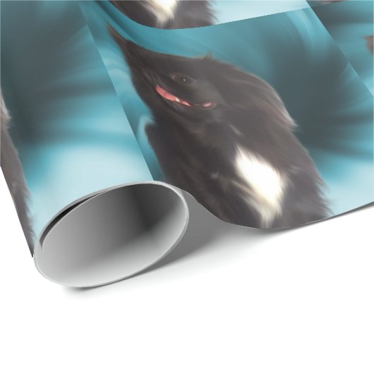 Cute Black Pekingese Dog Cadeaupapier (Rol Hoek)