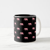 Cute Black Pink Elephants Tweekleurige Koffiemok (Voorkant rechts)