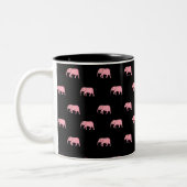 Cute Black Pink Elephants Tweekleurige Koffiemok (Links)