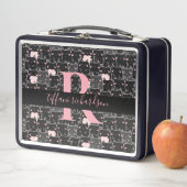 Cute Black Pink Kitty Cats Monogram (In situ)